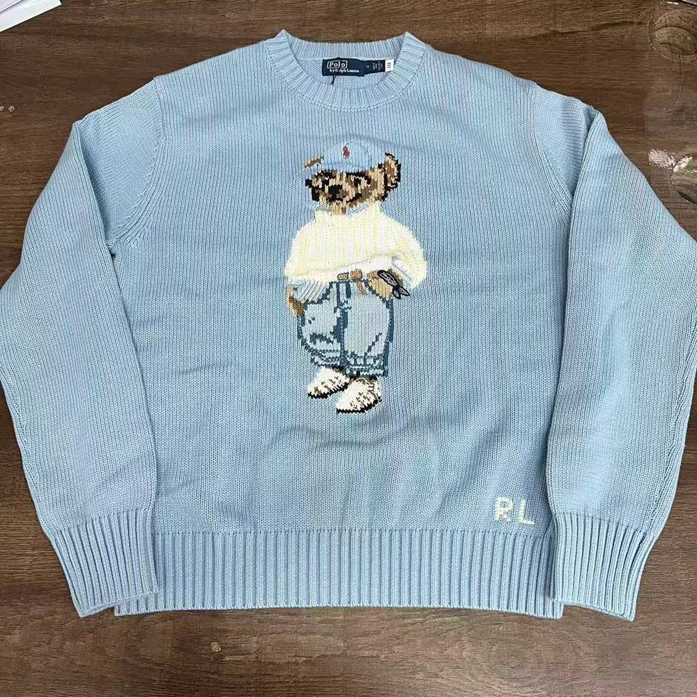 Polo Ralph Lauren Cap Polo Bear Crewneck Knit Sweater Light Blue